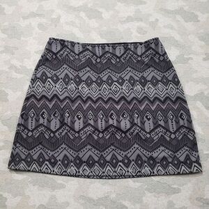 Athleta Skirt Womens Small Gray Geo Print Pull On Stretch Midi‎